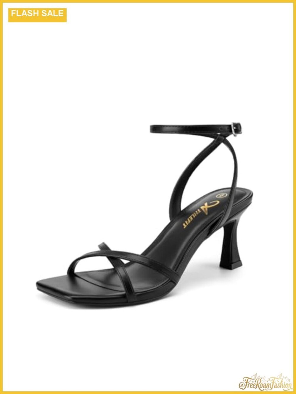 Kitten Heels Square Open Toe Strappy Heeled Sandals for Prom